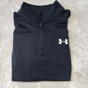 Under Armour 1/4‎ Zip Pullover Men M Black Athletic HeatGear